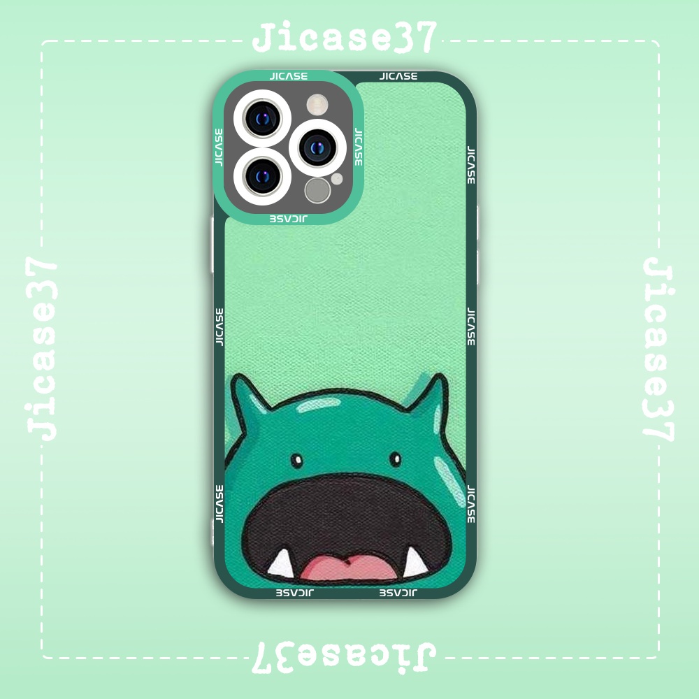 Jicase Cute Green Monster Monster Cartoon Square Edge iphone Case