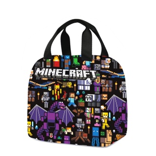 Minecraft กระเป๋าใส่อาหารกลางวัน มีฉนวนกันความร้อน แบบพกพา ลายการ์ตูน สําหรับปิกนิก เก็บอาหารเด็ก เดินทาง