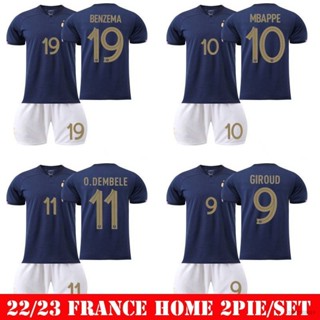 Np2 เสื้อยืด ลายทีมชาติฟุตบอล France Home Jersey Giroud Mbappe Dembele Benzema 22-23 2 ชิ้น ต่อชุด PN2