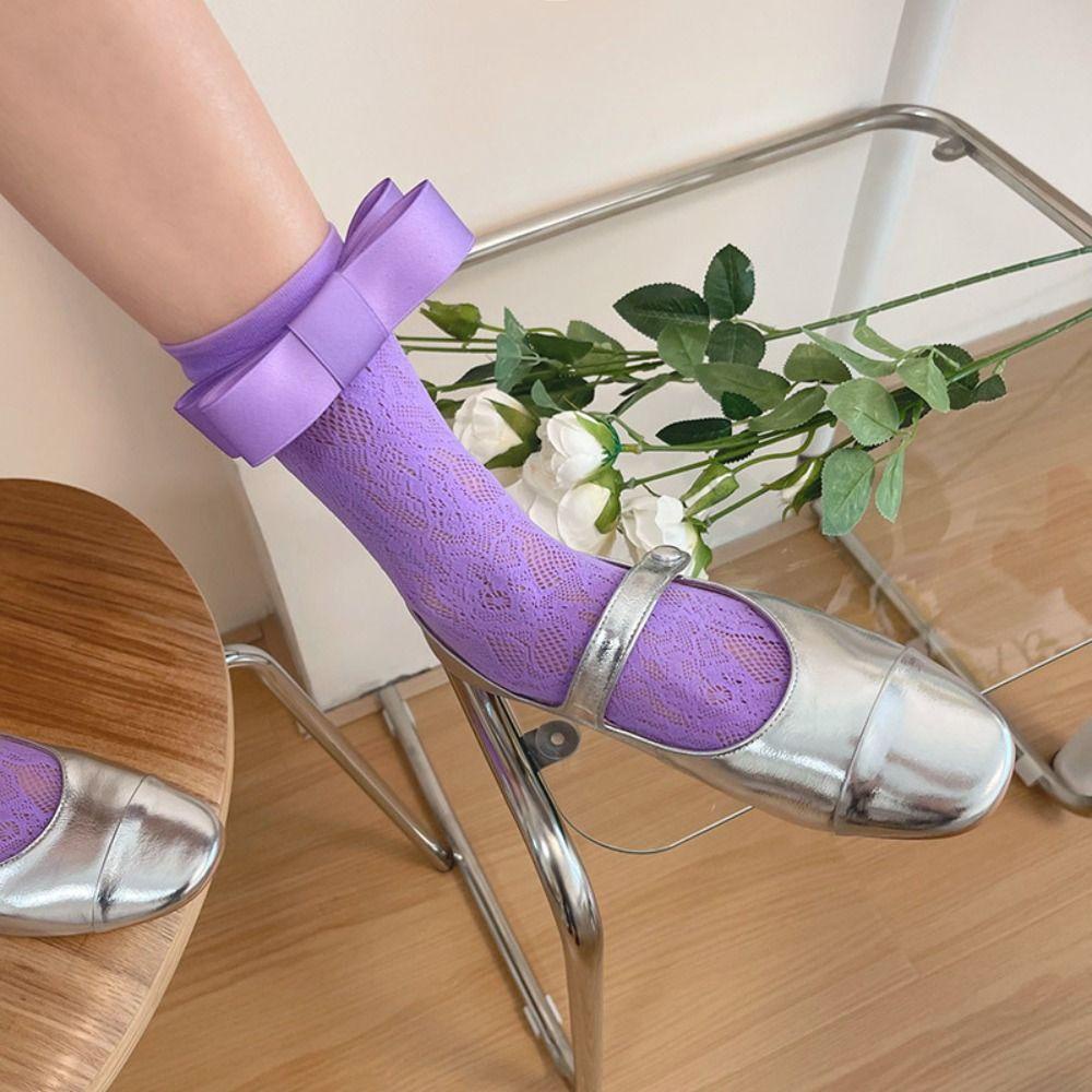 Eende ถุงเท้าผ้าไหม ลูกไม้ ระบายอากาศ ของขวัญ สไตล์โลลิต้า สําหรับผู้หญิง - รูปที่ 5