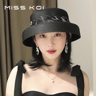 Misskoi [พร้อมส่ง] ใหม่ หมวกฟางปีกเล็ก สไตล์เฮปเบิร์น ฝรั่งเศส ย้อนยุค ฤดูใบไม้ผลิ ฤดูร้อน สําหรับผู้หญิง