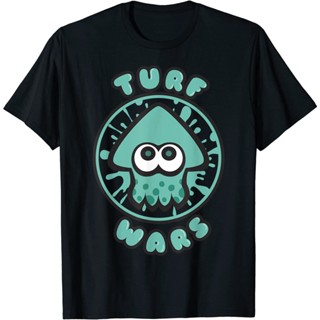 YJOเสื้อยืดผ้าฝ้ายพิมพ์ลายแฟชั่น เสื้อยืดแขนสั้น พิมพ์ลายกราฟฟิค Nintendo Splatoon Turf Wars Turquoise แบบดั้งเดิม แฟชั่