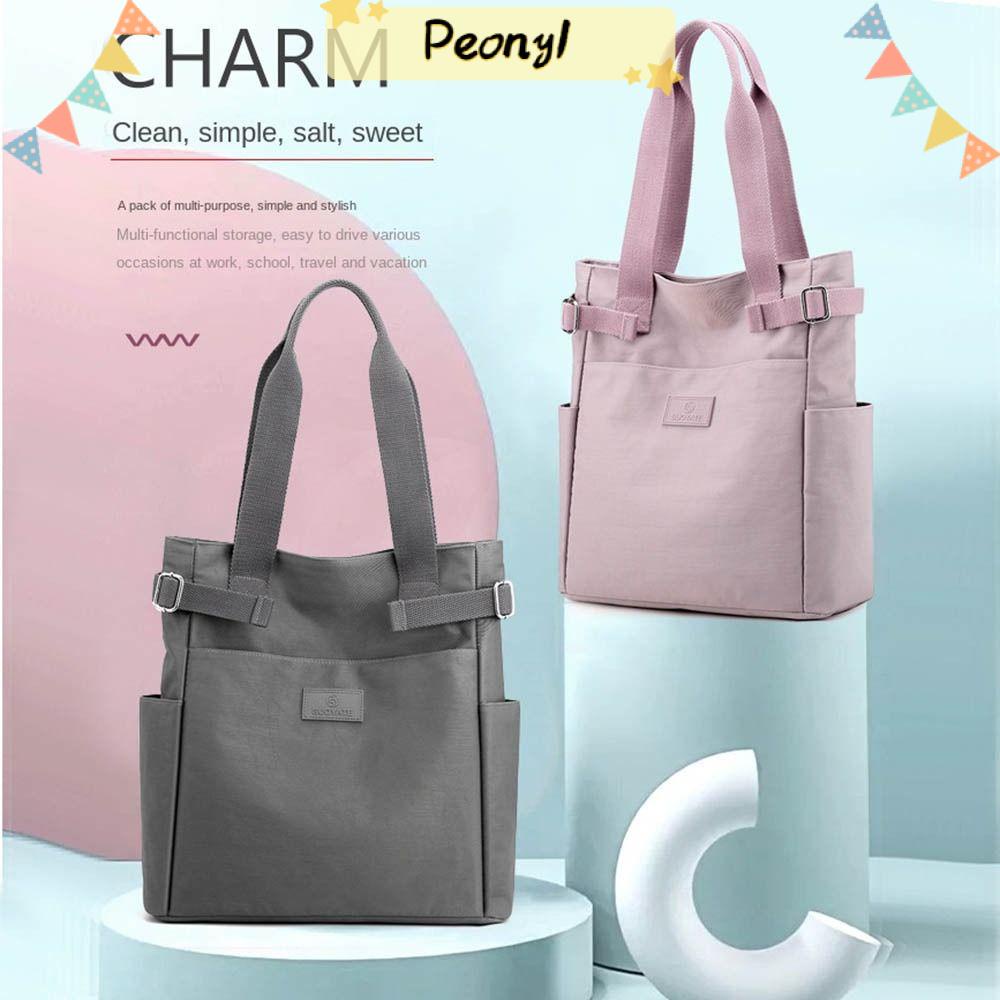 Pdony กระเป๋าผ้าแคนวาส สีพื้น สะพายไหล่ข้างเดียว รุ่นลําลอง