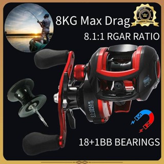 รอกตกปลา 8KG Max.Drag Fishing Reel Ultra-Light 8.1:1 Ratio Baitcasting Fishing Reel