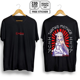 เสื้อยืด พิมพ์ลายอนิเมะ Emilia RE ZERO WAIFU MANGA HYOUKETSU NO MAJA EMIRI KINGDOM OF LUGNICA NATSUKI SATELLA ECHIDNA KI