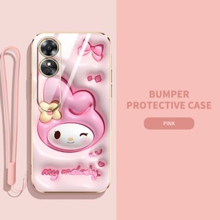 เคสโทรศัพท์มือถือ ซิลิโคนนิ่ม TPU ลายการ์ตูนกระต่าย ไดโนเสาร์ 3D พร้อมสายคล้อง สําหรับ OPPO A17 A17K A78 Reno 8T 4G 5G A1 Pro 5G