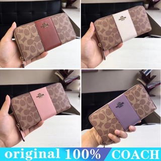 Coach 31546 กระเป๋าสตางค์ผู้หญิง/กระเป๋าใส่บัตรผู้หญิงพิมพ์ลายหนังแท้/กระเป๋าใส่เหรียญแบบมีซิปยาว