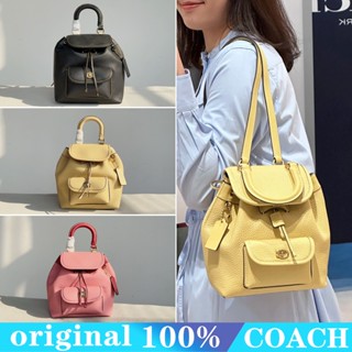 COACH ch588 ch591 ch789 riya กระเป๋าเป้สะพายหลังผู้หญิง/ความจุขนาดใหญ่/ออกแบบเชือกรูด/กระเป๋าเป้หนังวัวกลางแจ้ง