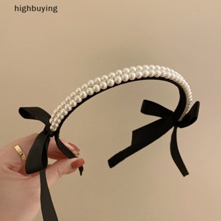 [highbuying] ที่คาดผม โบว์สีดํา มุก แฟชั่น ที่คาดผม ผู้หญิง วันหยุด ปาร์ตี้ เครื่องประดับผม ใหม่ พร้อมส่ง