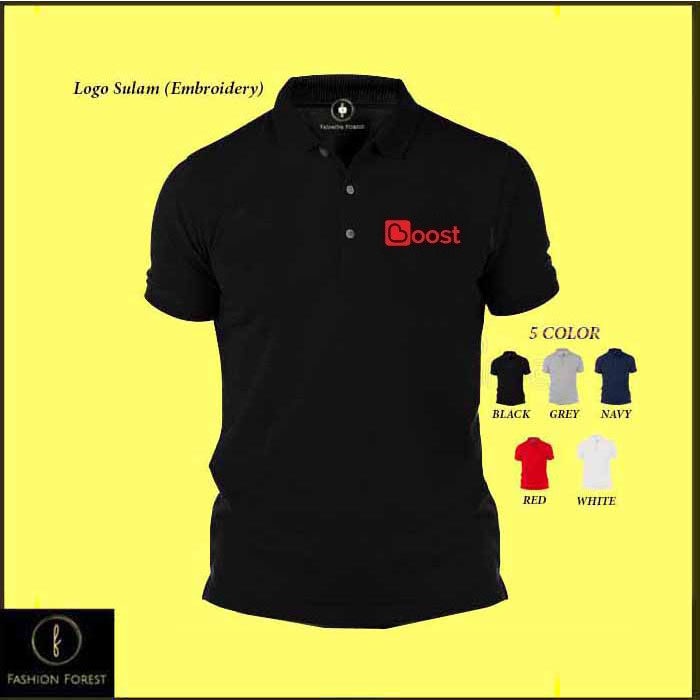 เสื้อโปโล Tee Cotton Boost eWallet QR Payment Supperapp Uniform Showroom Baju Men & Women เย็บปักถัก