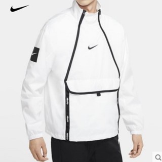 Nike เสื้อแจ็กเก็ตลําลอง แบบสวม มีซิปคู่ กันลม ทรงหลวม สําหรับผู้ชาย และผู้หญิง เหมาะกับการวิ่ง เล่นกีฬา CU4119