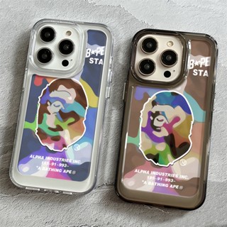 เคสโทรศัพท์มือถือ แบบใส กันกระแทก ลาย BAPE สีเหลือง สําหรับ iphone 14 11 13 12 X XS Pro Max xr Mini xr Samsung Galaxy S23 S22 ultra plus