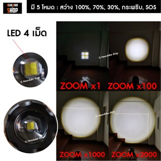 ไฟฉาย LED ไฟฉายแรงสูง ไฟฉายซูม Super ไฟฉายสปอตไลท์ T9 (กันน้ำ) แถมถ่าน 2 ก้อน