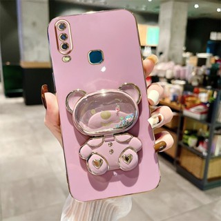 เคสโทรศัพท์ VIVO Y17 Y15 Y12 Y12i Y11 2019 Y19 U3 การ์ตูนหมี ของเหลว ดาว ที่วาง เคลือบไฟฟ้า TPU ซิลิโคนนุ่ม เคสป้องกันกล้อง