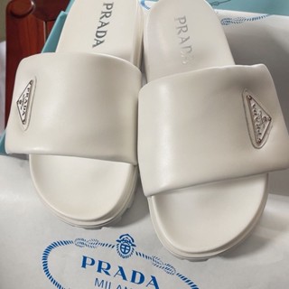 Prada รองเท้าโลฟเฟอร์หนัง พื้นหนา กันลื่น สําหรับผู้หญิง 2023