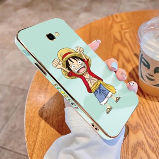 เคสโทรศัพท์มือถือ แบบนิ่ม ลายการ์ตูนวันพีช ลูฟี่ ขอบสี่เหลี่ยม หรูหรา สําหรับ Samsung Galaxy J4 J6 Plus J7 Pro J5 J7 Prime 2017 J730