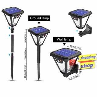 ร้านขายหลอดไฟ โคมไฟติดผนัง 100 LED Solar Motion Sensor light  2IN1 3โหมด