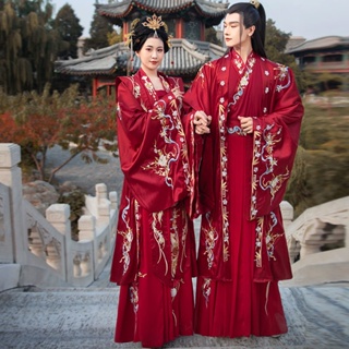 Xi Brocade Royal Red Makeup Original Hanfu หญิงสไตล์จีนหนักอุตสาหกรรมเย็บปักถักร้อย Xia Duo Song Made ชุดแต่งงาน Hanfu สีแดงงานแต่งงาน