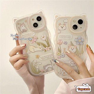 เคสซิลิโคนนิ่ม ลายการ์ตูนลูกสุนัข แมว สําหรับ iPhone 14 13 12 11 Pro Max X Xr Xs 8 7 6 Plus SE 2020