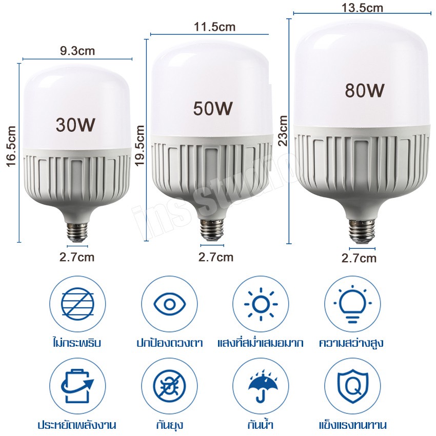 อะไหล่หลอดไฟ  led 30W/50W/80W/100W หลอด LED Bulb Light หลอดไฟในบ้าน หลอดไฟกลม หลอดไฟและอุปกรณ์ หลอดไ