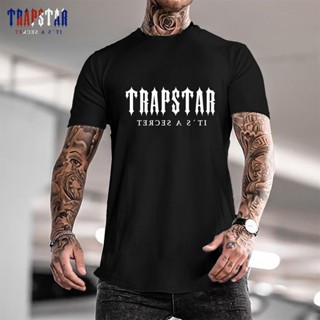 [ผ้าฝ้าย 100%] เสื้อยืดแขนสั้นลําลอง ทรงหลวม พิมพ์ลายตัวอักษร Trapstar สไตล์คลาสสิก แฟชั่นสําหรับผู้ชาย