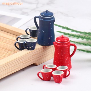 Magicalhour^^ โมเดลกาต้มน้ํา ขนาดมินิ 1:12 สีแดง สําหรับตกแต่งบ้านตุ๊กตา 5ชิ้น ต่อชุด