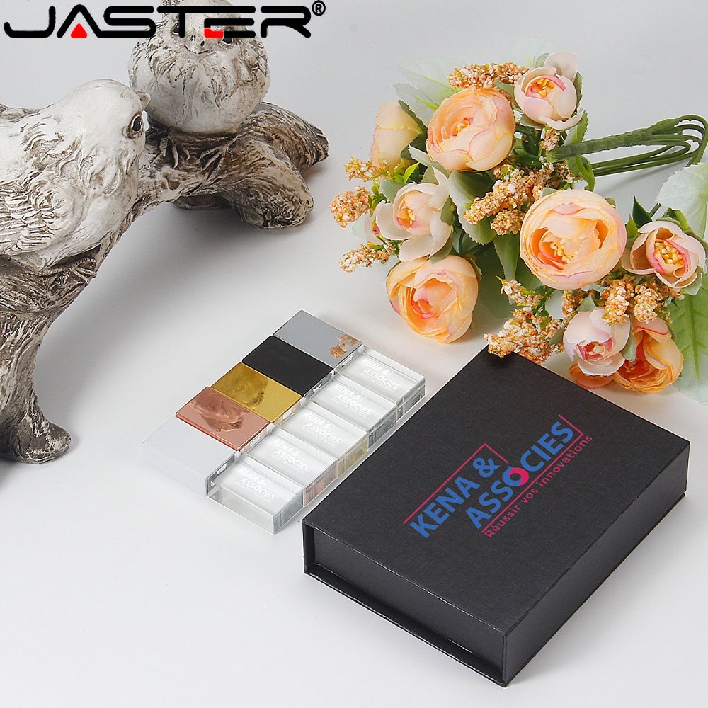Jaster (โลโก้ที่กําหนดเองฟรี 1 ชิ้น) แฟลชไดรฟ์ USB 2.0 64GB คริสตัล + ไดรฟ์ปากกา สีดํา 32GB แฟลชไดรฟ์สตูดิโอถ่ายภาพ 16GB 3D เลเซอร์เพนไดรฟ์ 8GB หน่วยความจําการพิมพ์สี 4GB