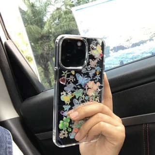 เคสโทรศัพท์มือถือ แบบนิ่ม ลายผีเสื้อ กันกระแทก มีกระจกแต่งหน้า สําหรับ Apple Iphone 14promax 13 13promax 12 11 7 8Plus Xsmax 6S