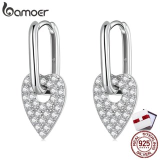 BAMOER 925 sterling silver heart square earring fashion accessories suitable BSE569