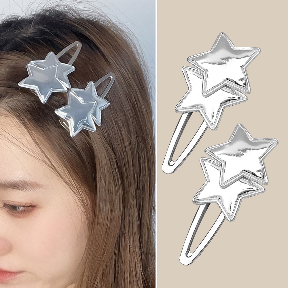 Y2K Sweet Cloth Silver Star Hair clip/Fringe side clip