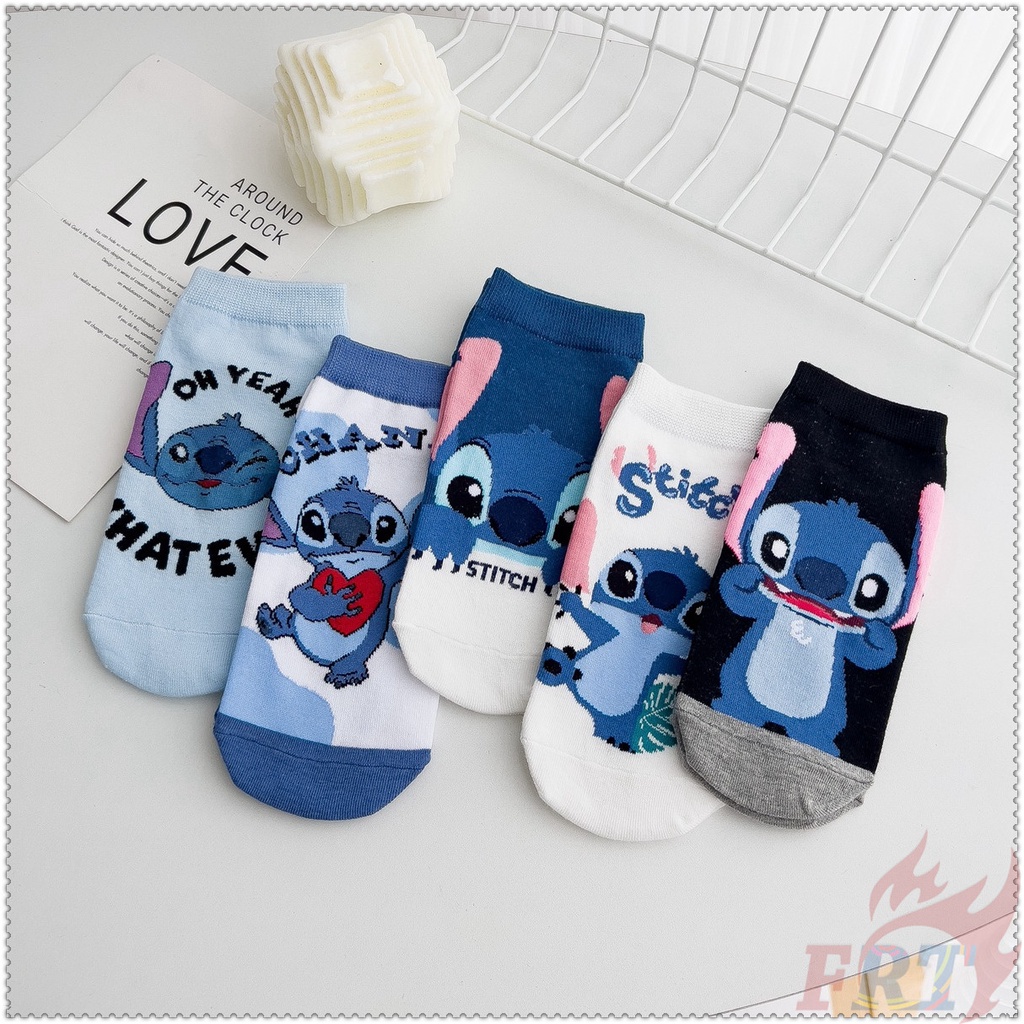 ❀ ถุงเท้า ลายการ์ตูน Stitch Series 01 ❀ ถุงเท้าผ้าฝ้าย ลายการ์ตูน ใส่สบาย มองไม่เห็น มี 1 คู่