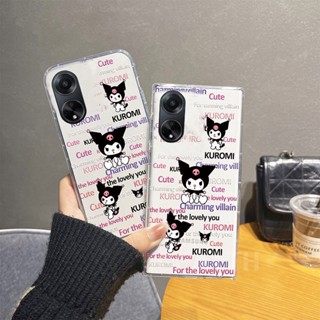 ใหม่ เคสโทรศัพท์มือถือแบบนิ่ม ใส กันกระแทก ลายการ์ตูนภาษาอังกฤษ Kabi และ Kuromi น่ารัก แฟชั่น สําหรับ OPPO A98 A78 A17 A17K A77S A57 2022 4G 5G 2023 A98 OppoA78