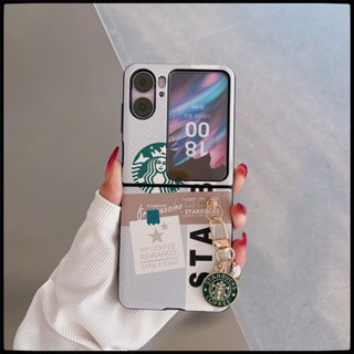 เคสโทรศัพท์มือถือ ป้องกันกระแทก หน้าจอพับได้ ลาย Starbucks สําหรับ Oppo Find N2 Flip 5G