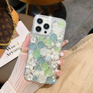 เคส Redmi Note 12 11 Pro Note 10 Note 11s 10s Redmi 10 โทรศัพท์มือถือ ลายดอกกุหลาบ 3D ประดับมุก พลอยเทียม แวววาว หรูหรา สําหรับ