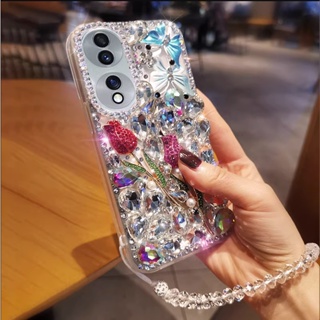 เคสโทรศัพท์มือถือ ลายดอกกุหลาบคริสตัล หรูหรา สําหรับ Honor 70 50 20 9X X9A X8A X7A X8 X6 Magic5 Magic5 Pro Magic4 Magic4 Pro