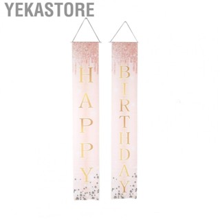 Yekastore Happy Birthday Porch Sign  Happy Birthday Banners Pink Theme  for Home