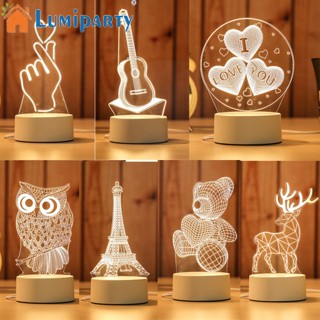 Lumiparty โคมไฟตั้งโต๊ะ LED 3D USB อบอุ่น สําหรับตกแต่งบ้าน ห้องนอน