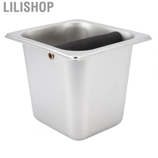 Lilishop Stainless Steel Coffee Knocking Grounds Box With Rubber Rod Embeddable Coffee