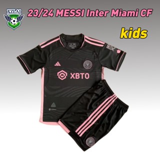 เสื้อกีฬาแขนสั้น ลายทีมชาติฟุตบอล Inter Miami 23/24 ชุดเยือน สําหรับเด็ก xzlai