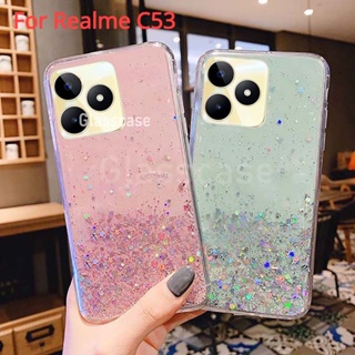 เคสโทรศัพท์มือถือ ซิลิโคนนิ่ม TPU ใส กันกระแทก แต่งกลิตเตอร์ดาว ระยิบระยับ สําหรับ Realme C51 C53 C 53 C55 C 55 Nfc Narzo N53 NarzoN53 RealmeC51 RealmeC53 Nfc 2023