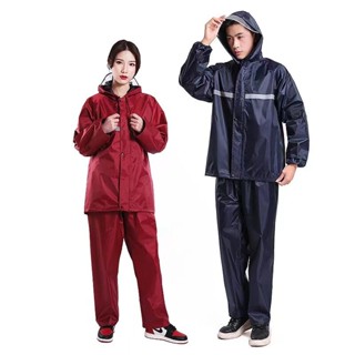 5 สีชุดกันฝน มีแถบสะท้อนแสง รุ่น หมวกติดเสื้อ Waterproof Rain Suit ชุดกันฝน มีแถบสะท้อนแสง เสื้อกันฝนมอเตอร์ไซค์