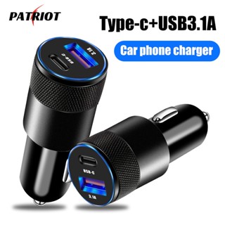 3.1a 15 / 38W QC3.0 USB + PD ที่ชาร์จเร็ว รถยนต์ อุปกรณ์ตกแต่งภายในรถยนต์ พอร์ตคู่ ชาร์จเร็ว สีดํา อลูมิเนียมอัลลอยด์ ที่ชาร์จ Type-C USB อะแดปเตอร์โทรศัพท์มือถือ