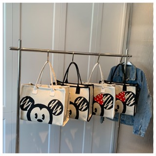 กระเป๋าถือ ผ้าแคนวาส ทรงโท้ท ขนาดใหญ่ จุของได้เยอะ ลายการ์ตูน Disney Mickey Minnie สําหรับคุณแม่ 2023