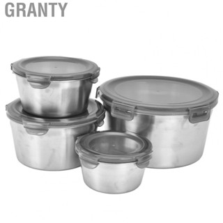 Granty 4PCS Stainless Steel  Containers Lunch Storage Crisper Box With Silicone