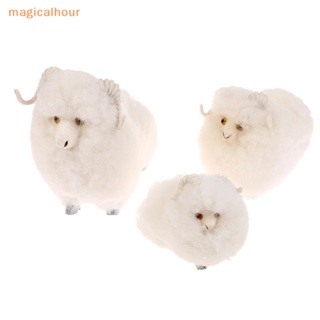 Magicalhour^^ โมเดลตุ๊กตาแกะจําลอง พร้อมขนเฟอร์ สําหรับตกแต่งบ้าน