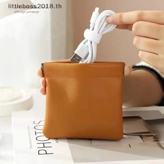 [littleboss] กระเป๋าใส่หูฟัง หนัง PU ขนาดเล็ก แบบพกพา อุปกรณ์เสริม สําหรับ Cable Dropship