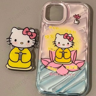 เคสป้องกันโทรศัพท์มือถือ แบบนิ่ม ลายการ์ตูนคิตตี้ และดอกบัว สําหรับ Iphone 14pro max 13 12 11 13 14promax 12 11 xr xs 8p 7 6