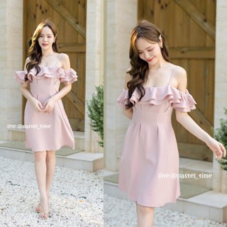 Myrine Ruffle Dress [Made by Pastel Time] : สีชมพู