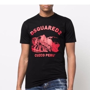 Dsquared2 D2 Square Cotton Print เสื้อยืดแขนสั้นผู้ชาย top tee