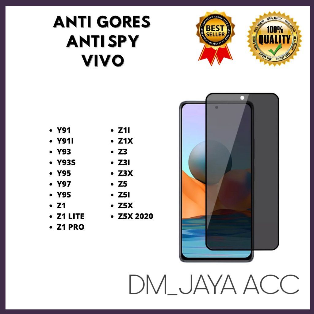 กระจกนิรภัยเซรามิค Anti Spy -Anti Privacy VIVO Y91-Y91I-Y93S-Y95-Y97-Y9S-Z1-Z1 LITE-Z1 PRO-Z1I-Z1I-Z